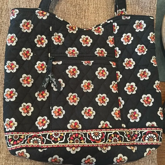 Vera Bradley Black and Red Floral Tote Bag - Picture 3 of 12